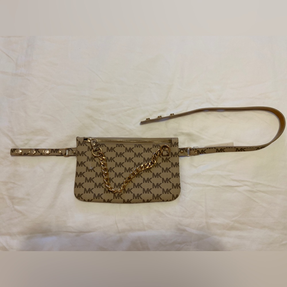 Michael Kors Signature Logo Khaki Gold Waist Fanny Bag Purse, Size Small NWT